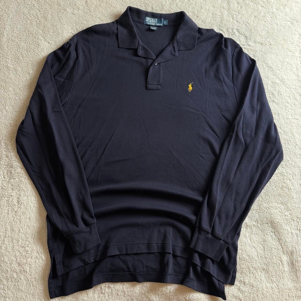 polo ralph lauren navy long sleeve polo